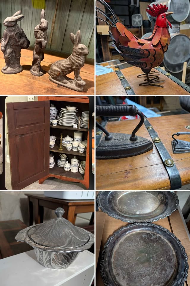 Antiques, tables, chairs, dish ware, cabinets, vanities, sinks, office, decor, art, trunks, appliance