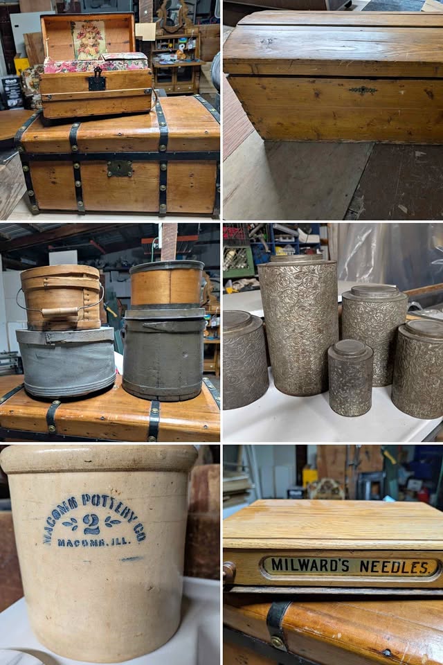 Antiques, tables, chairs, dish ware, cabinets, vanities, sinks, office, decor, art, trunks, appliance