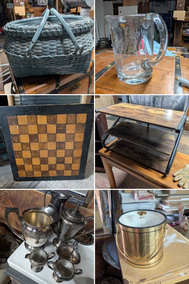 Antiques, tables, chairs, dish ware, cabinets, vanities, sinks, office, decor, art, trunks, appliance