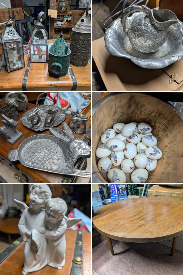 Antiques, tables, chairs, dish ware, cabinets, vanities, sinks, office, decor, art, trunks, appliance