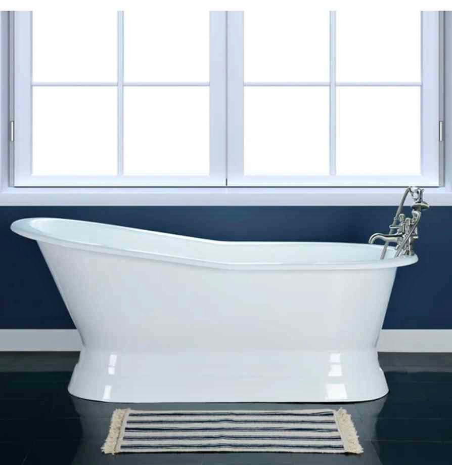 60 inch Socorro Cast Iron Slipper Pedestal Tub - Rolled Rim