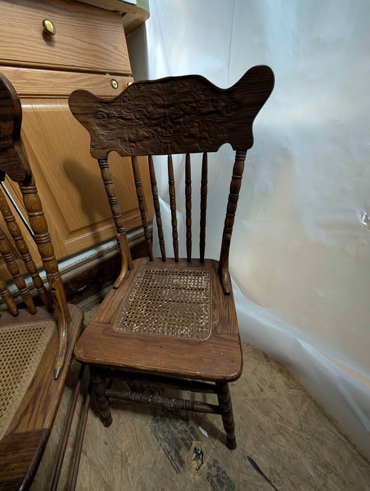 Set of four cane seat antique chairs