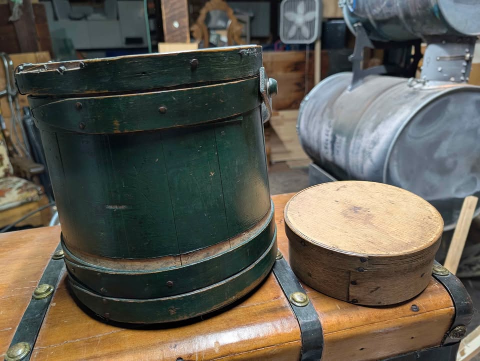 Antiques, firkin buckets, swedish boxes, collectibles, vintage items