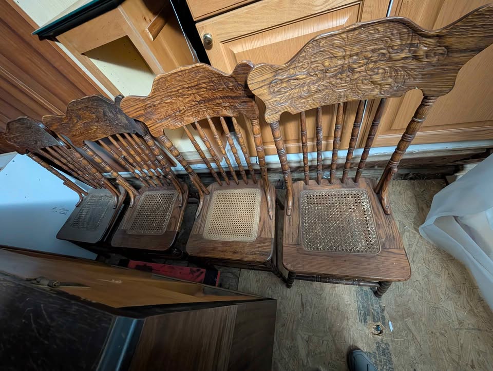 Set of four cane seat antique chairs