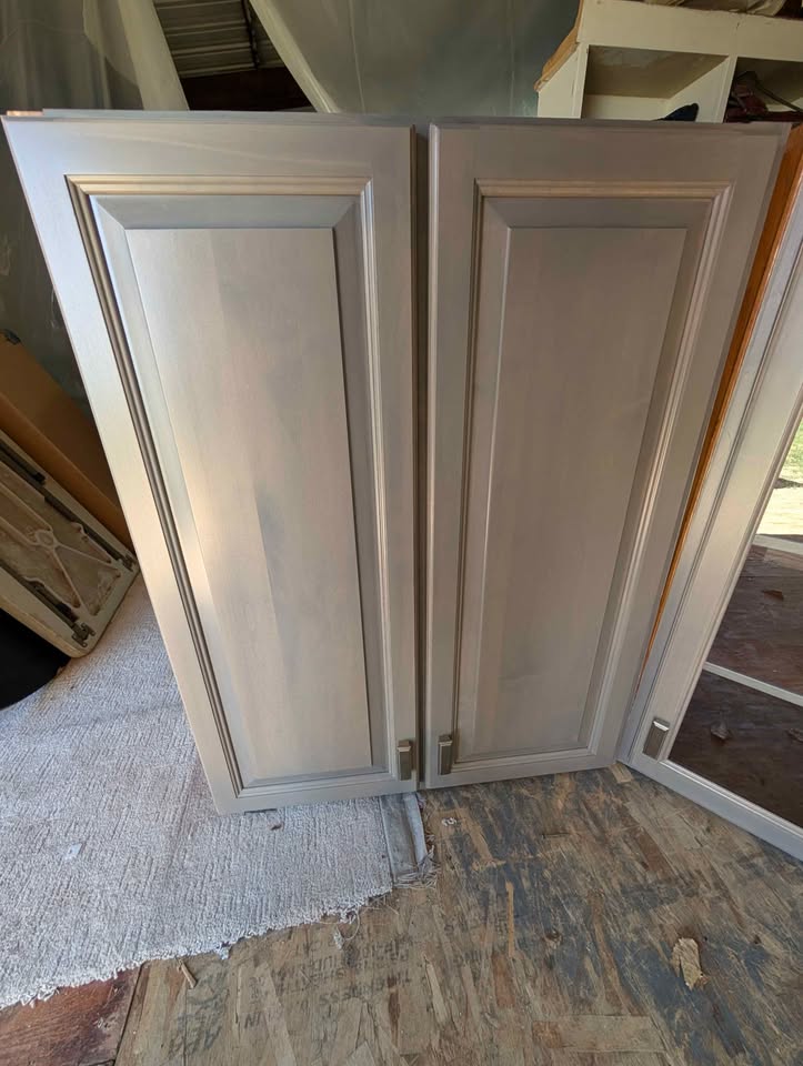 Grey oak wall kitchen cabinets